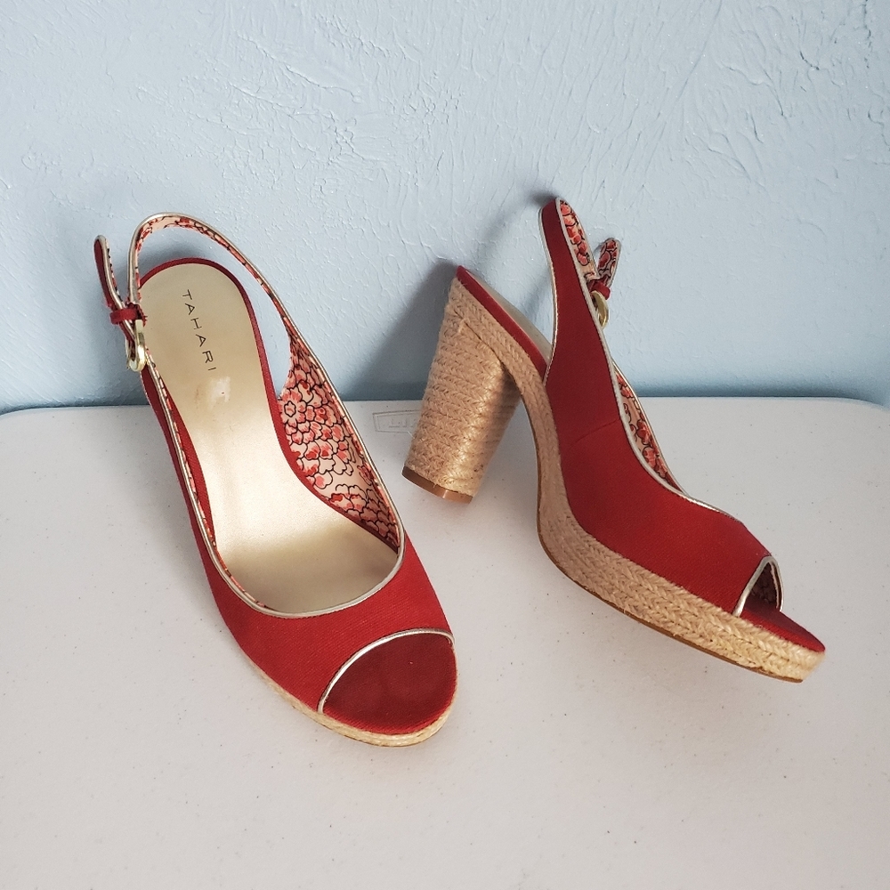Tahari Barb platform espadrille peep toe heels